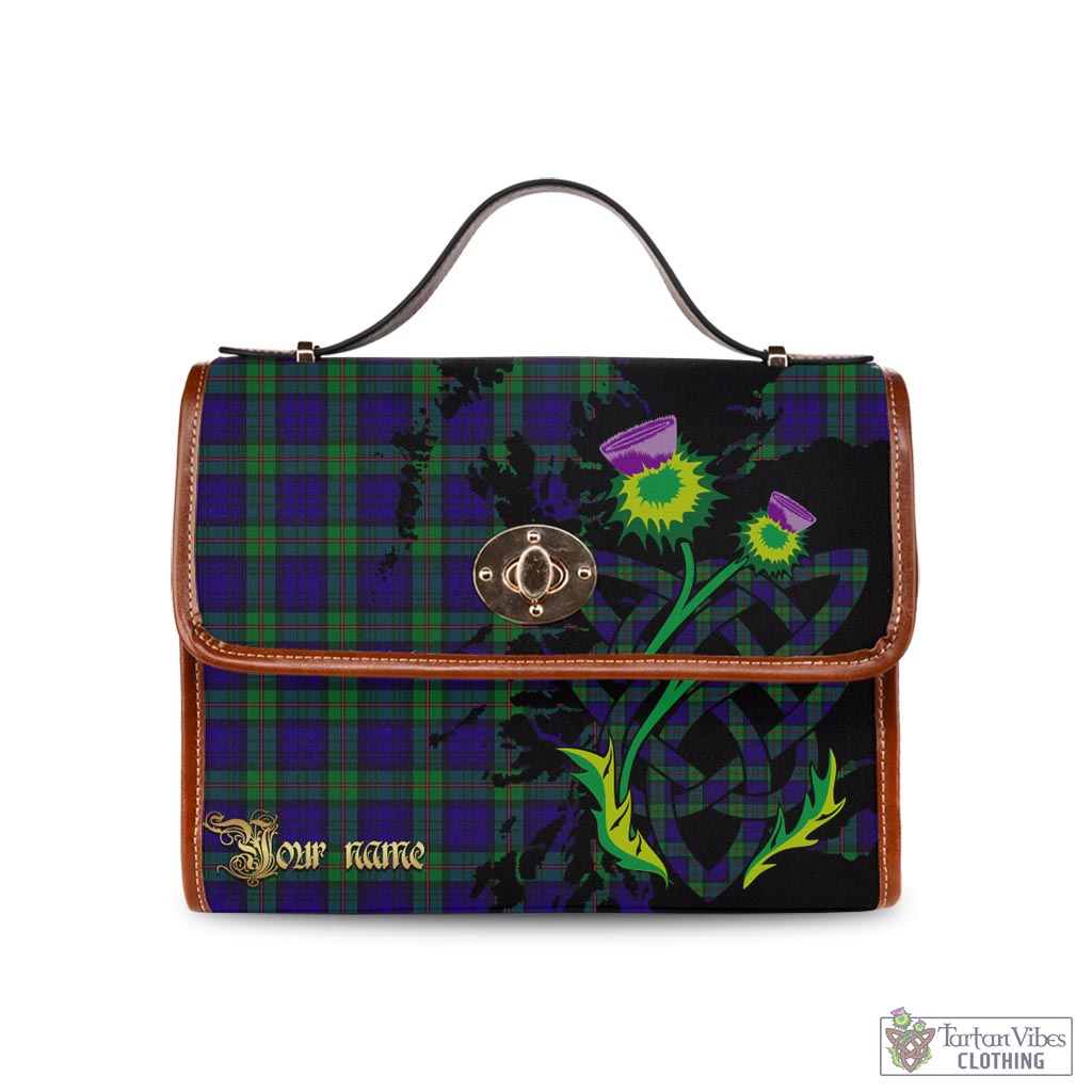 Tartan Vibes Clothing MacKinlay Modern Tartan Waterproof Canvas Bag with Scotland Map and Thistle Celtic Accents