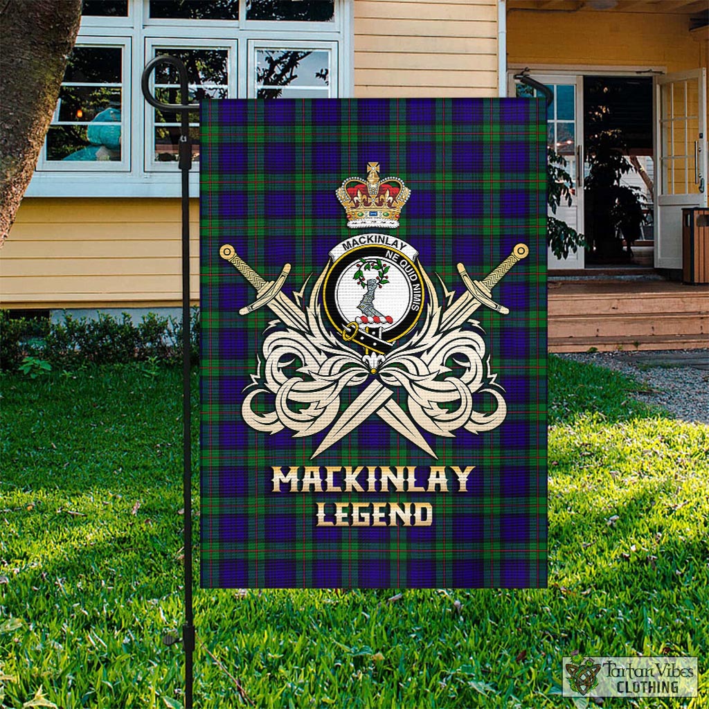 Tartan Vibes Clothing MacKinlay Modern Tartan Flag with Clan Crest and the Golden Sword of Courageous Legacy