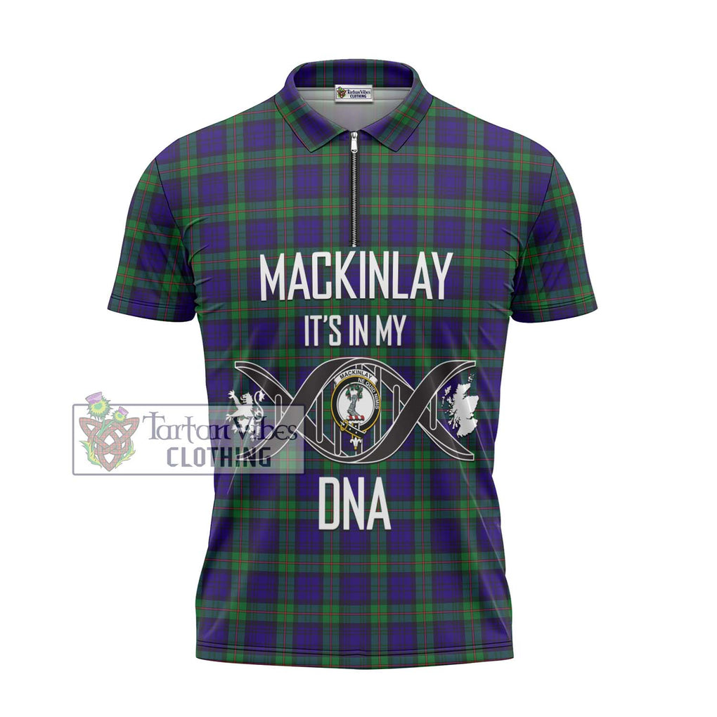 MacKinlay (McKinlay) Tartan Zipper Polo Shirt with Family Crest DNA In Me Style - Tartanvibesclothing Shop