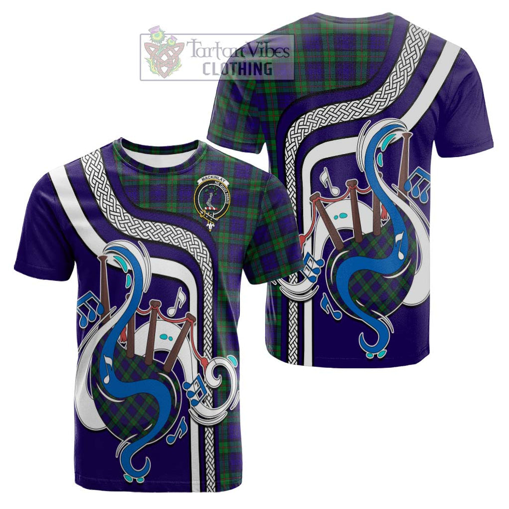 Tartan Vibes Clothing MacKinlay Modern Tartan Cotton T-shirt with Epic Bagpipe Style