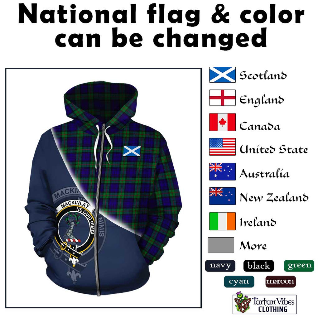 MacKinlay (McKinlay) Tartan Hoodie with Personalised National Flag and Family Crest Half Style - Tartanvibesclothing Shop