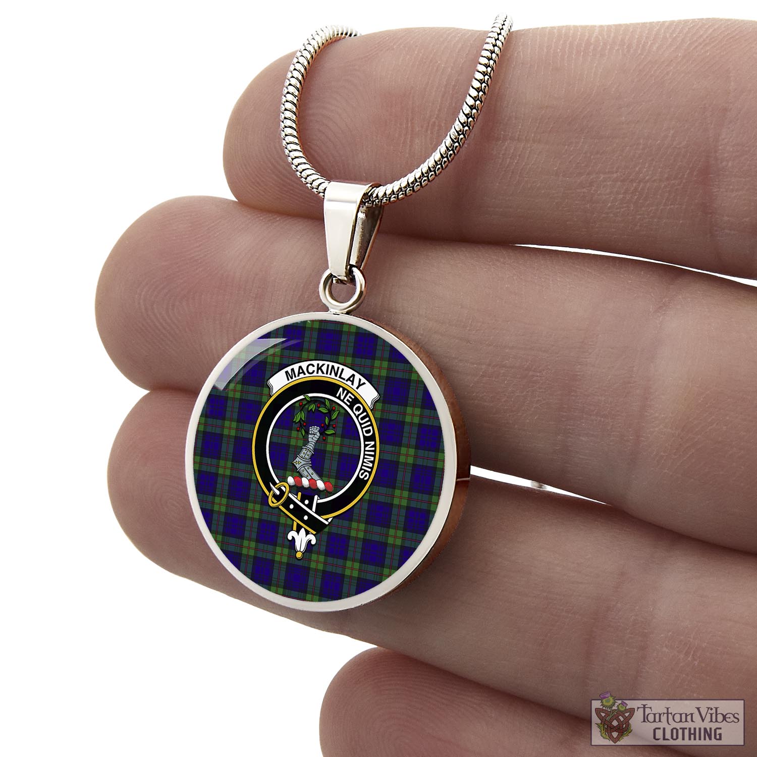 MacKinlay (McKinlay) Tartan Circle Necklace with Family Crest - Tartan Vibes Clothing