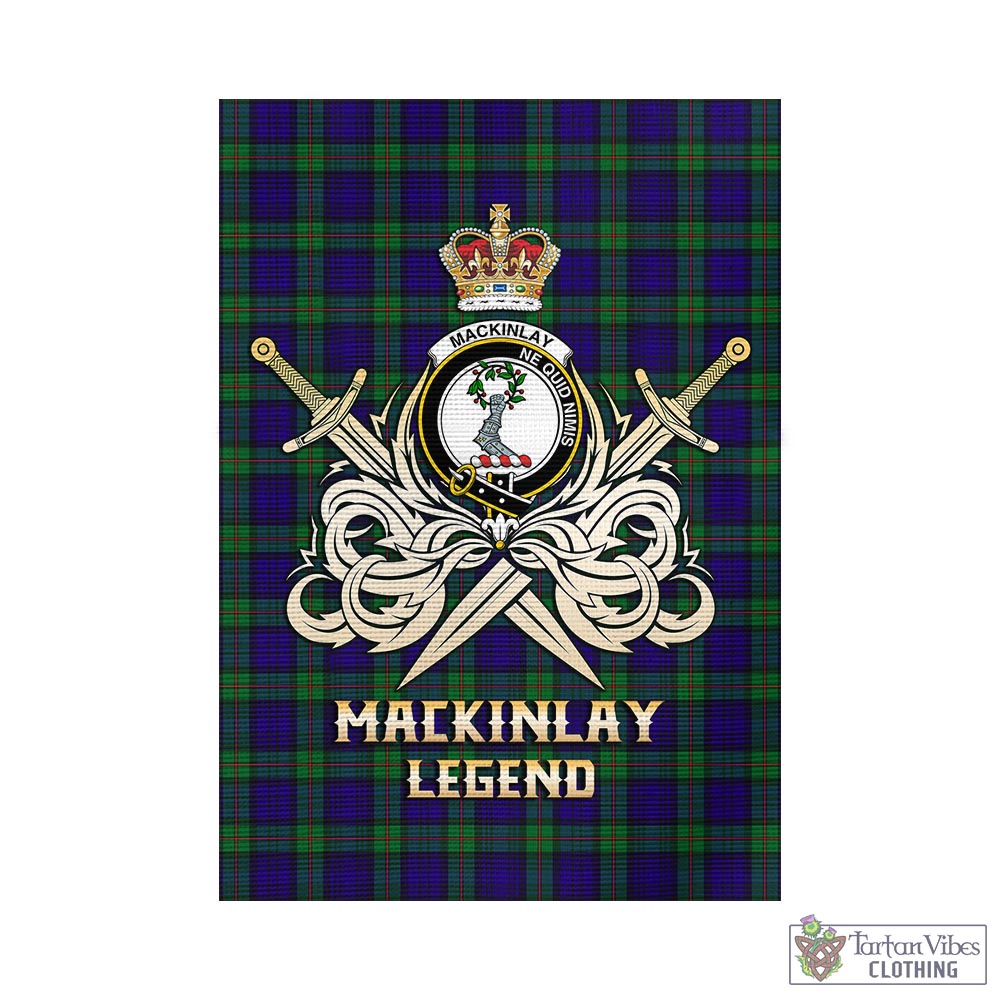 Tartan Vibes Clothing MacKinlay Modern Tartan Flag with Clan Crest and the Golden Sword of Courageous Legacy