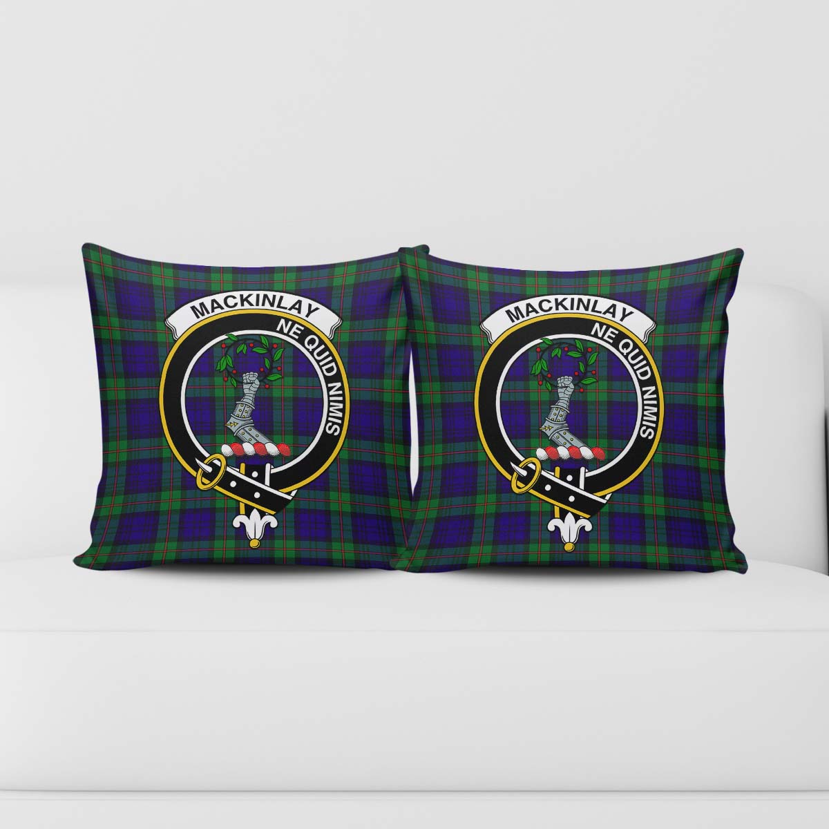 MacKinlay Modern Tartan Pillow Cover with Family Crest - Tartanvibesclothing