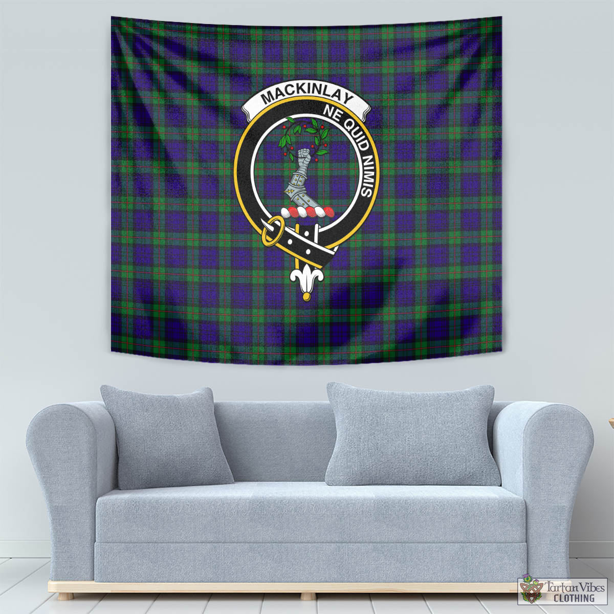 Tartan Vibes Clothing MacKinlay Modern Tartan Tapestry Wall Hanging and Home Decor for Room with Family Crest