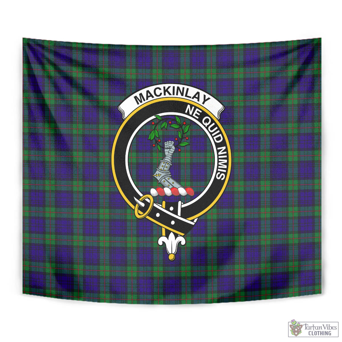 Tartan Vibes Clothing MacKinlay Modern Tartan Tapestry Wall Hanging and Home Decor for Room with Family Crest