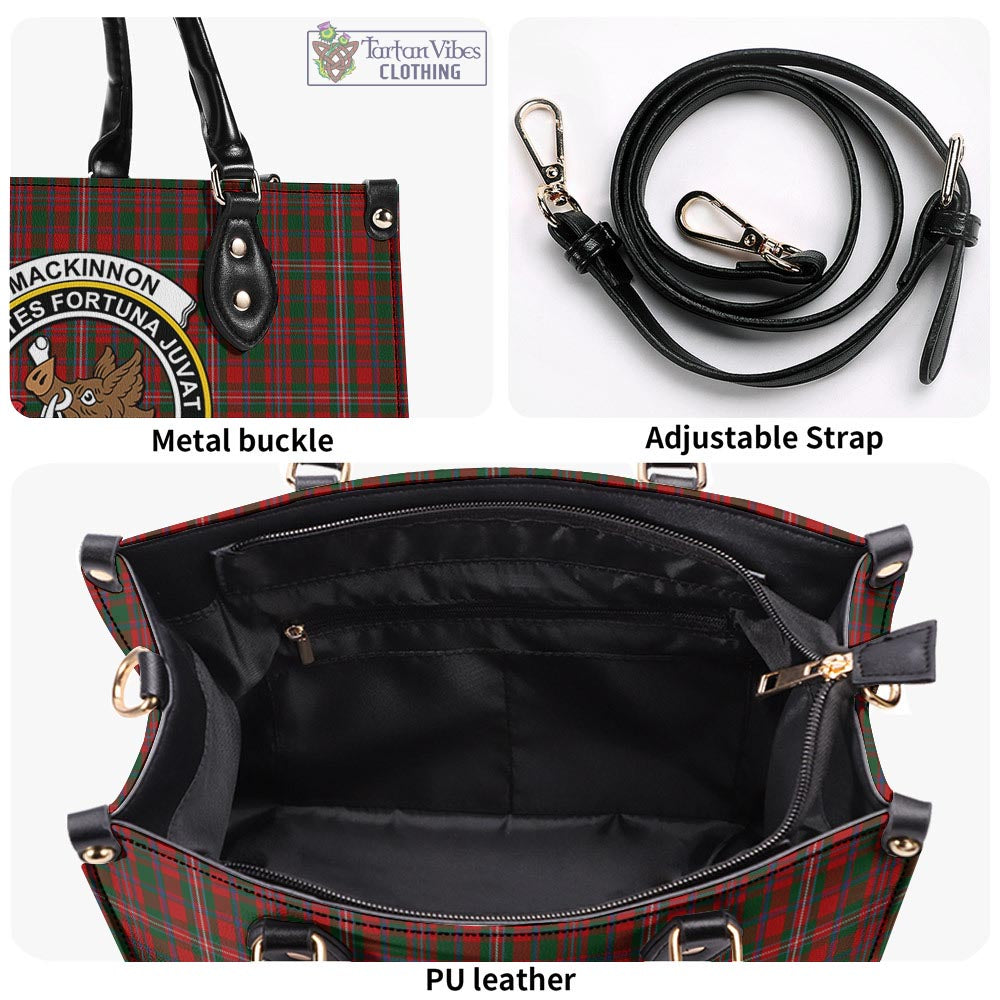 Tartan Vibes Clothing MacKinnon Tartan Luxury Leather Handbags with Family Crest