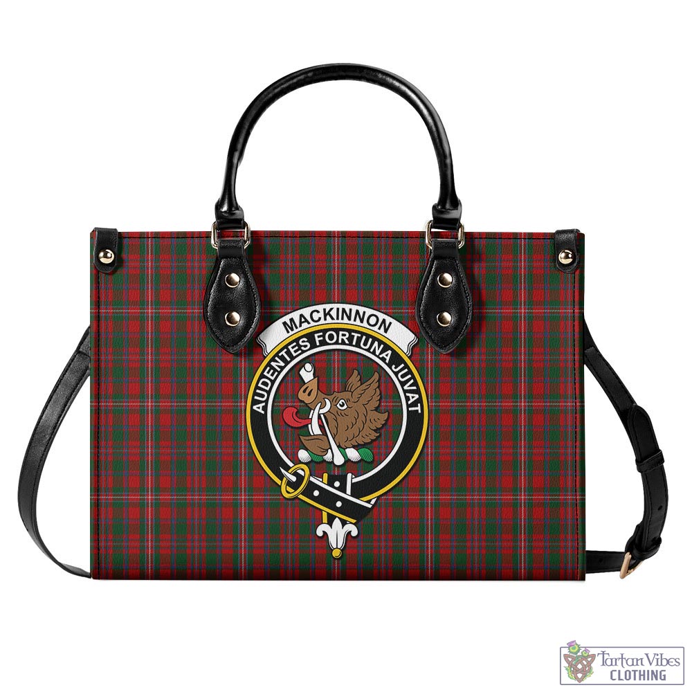 Tartan Vibes Clothing MacKinnon Tartan Luxury Leather Handbags with Family Crest