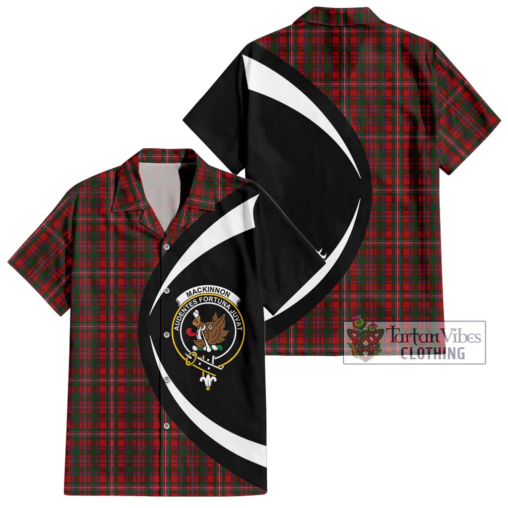 MacKinnon (McKinnon) Tartan Short Sleeve Button Up with Family Crest Circle Style Kid - Tartan Vibes Clothing