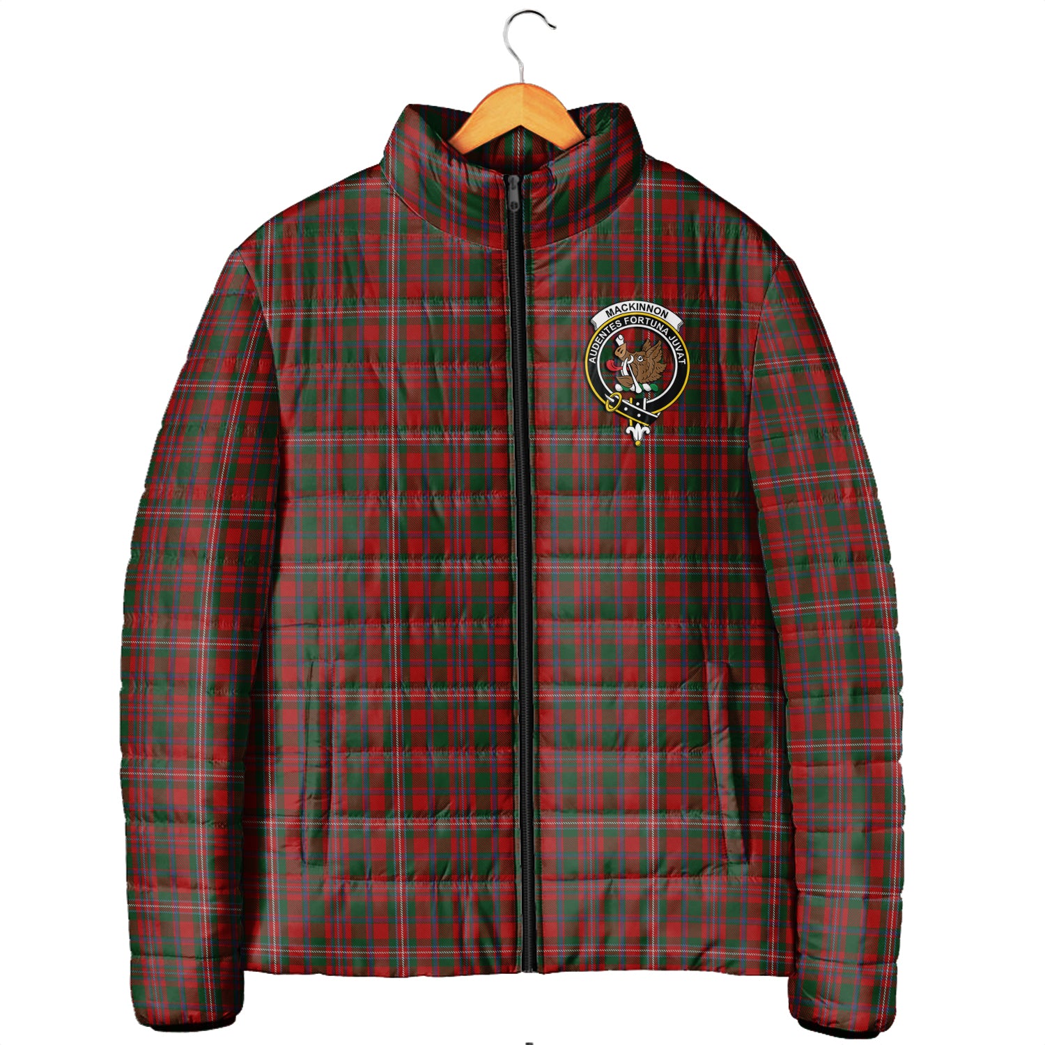 MacKinnon (McKinnon) Tartan Padded Jacket with Family Crest Men's Padded Jacket - Tartan Vibes Clothing