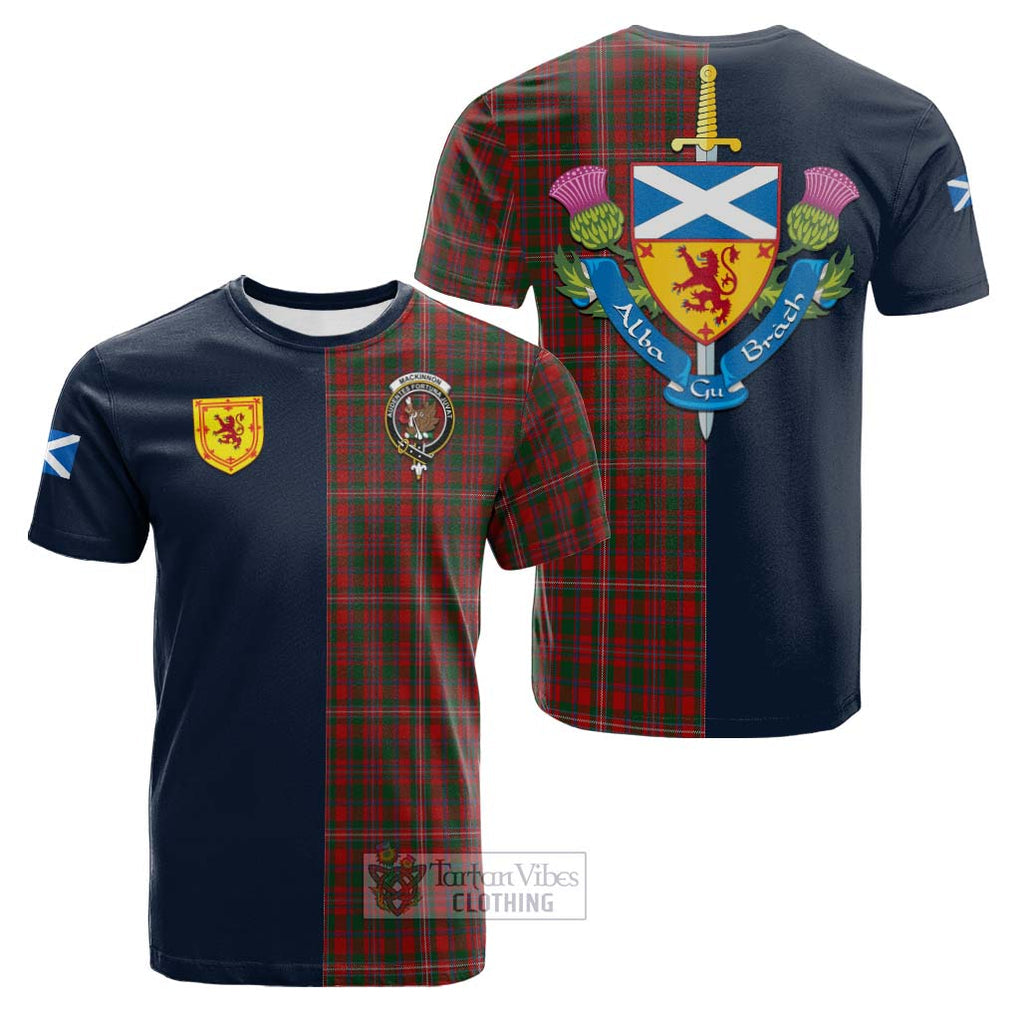 Tartan Vibes Clothing MacKinnon Tartan Cotton T-shirt with Scottish Lion Royal Arm Half Style