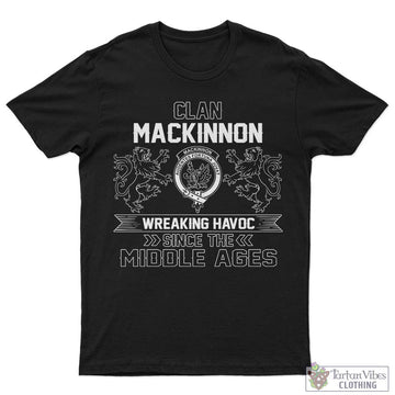 MacKinnon (McKinnon) Family Crest 2D Cotton Men's T-Shirt Wreaking Havoc Style