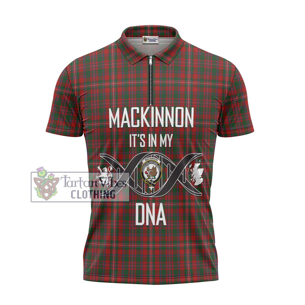 MacKinnon (McKinnon) Tartan Zipper Polo Shirt with Family Crest DNA In Me Style - Tartanvibesclothing Shop