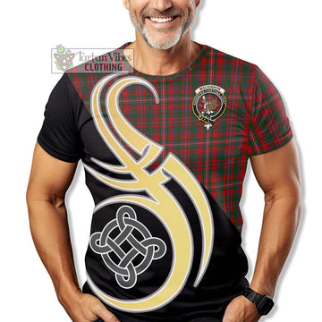 MacKinnon (McKinnon) Tartan T-Shirt with Family Crest and Celtic Symbol Style