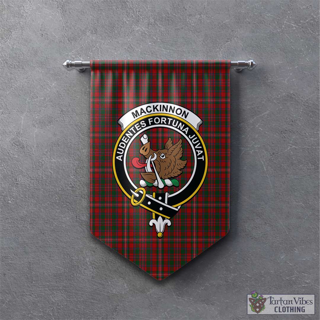 Tartan Vibes Clothing MacKinnon Tartan Gonfalon, Tartan Banner with Family Crest