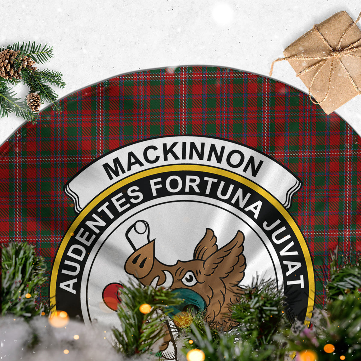 MacKinnon (McKinnon) Tartan Christmas Tree Skirt with Family Crest - Tartan Vibes Clothing