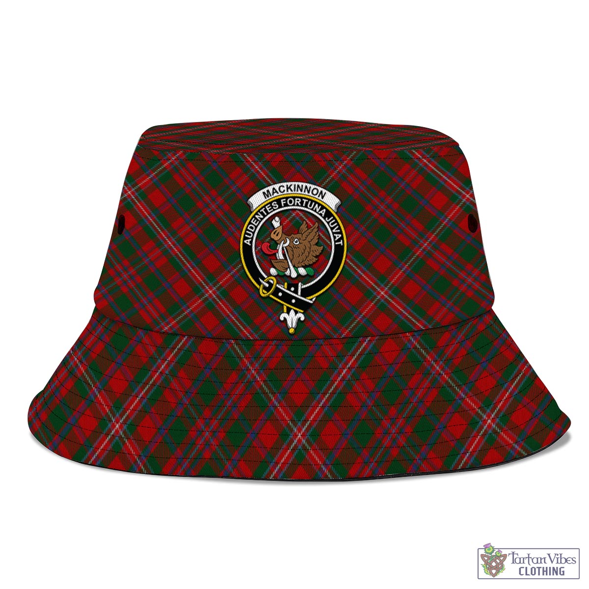 Tartan Vibes Clothing MacKinnon Tartan Bucket Hat with Family Crest