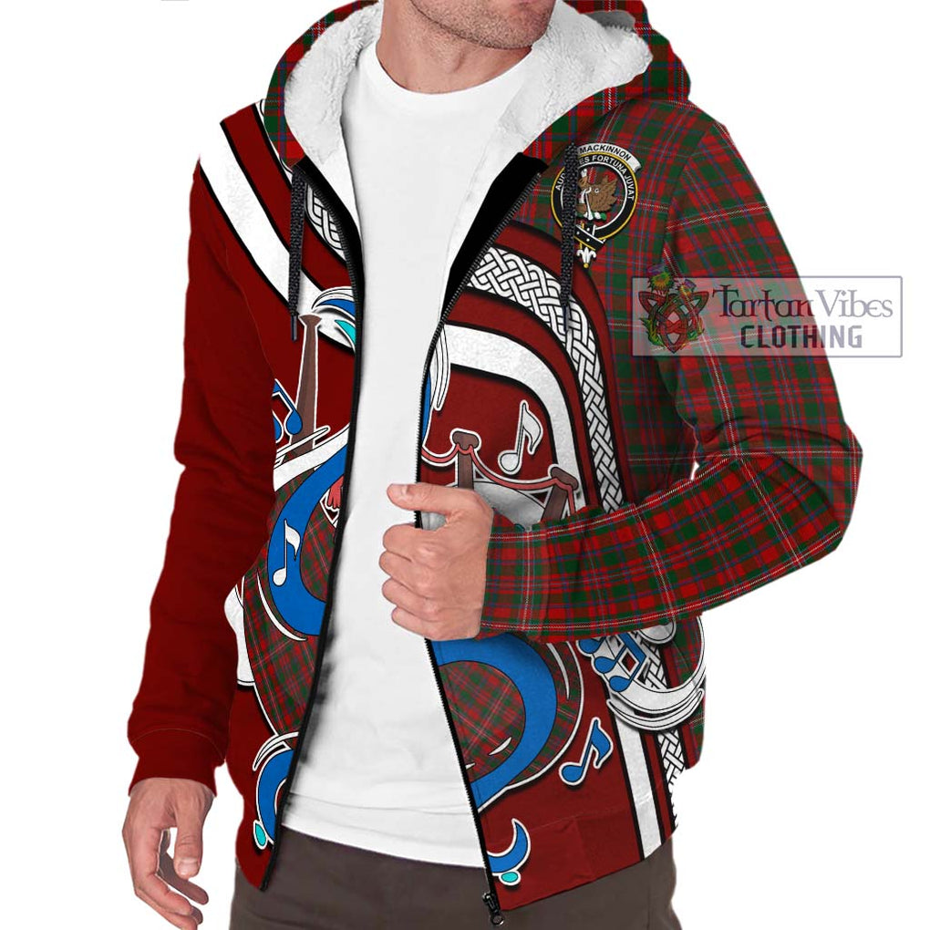 MacKinnon (McKinnon) Tartan Sherpa Hoodie with Epic Bagpipe Style Unisex - Tartanvibesclothing Shop