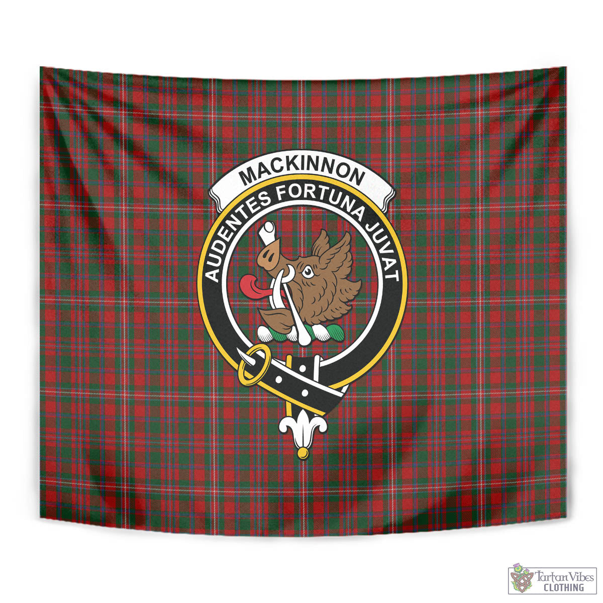 Tartan Vibes Clothing MacKinnon Tartan Tapestry Wall Hanging and Home Decor for Room with Family Crest