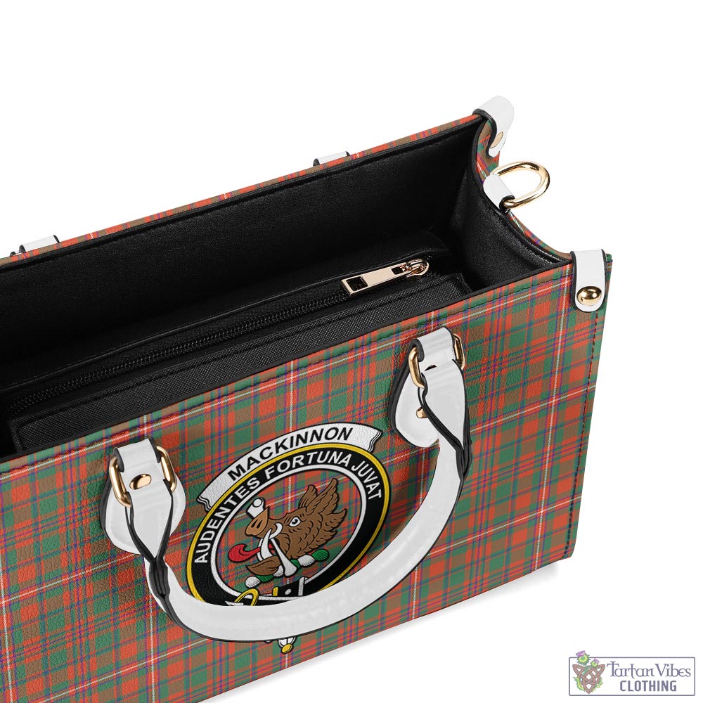 Tartan Vibes Clothing MacKinnon Ancient Tartan Luxury Leather Handbags with Family Crest