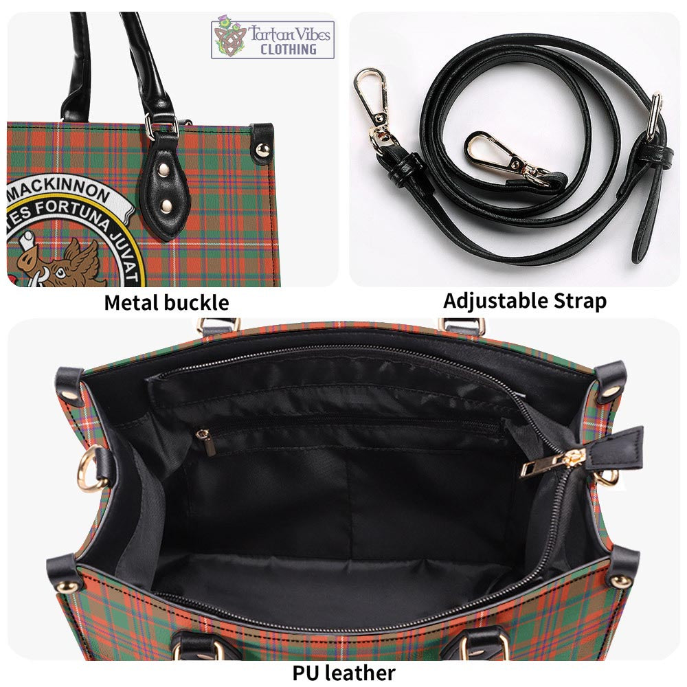 Tartan Vibes Clothing MacKinnon Ancient Tartan Luxury Leather Handbags with Family Crest