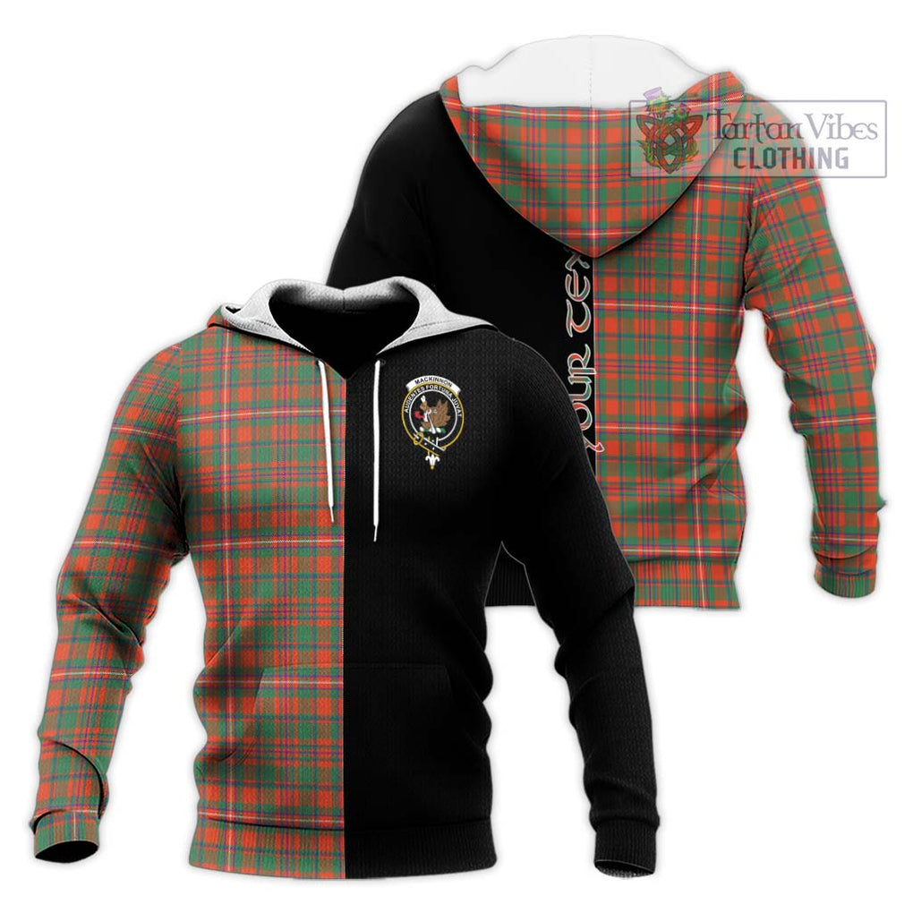 MacKinnon Ancient Tartan Knitted Hoodie with Family Crest and Half Of Me Style Unisex Knitted Pullover Hoodie - Tartanvibesclothing Shop