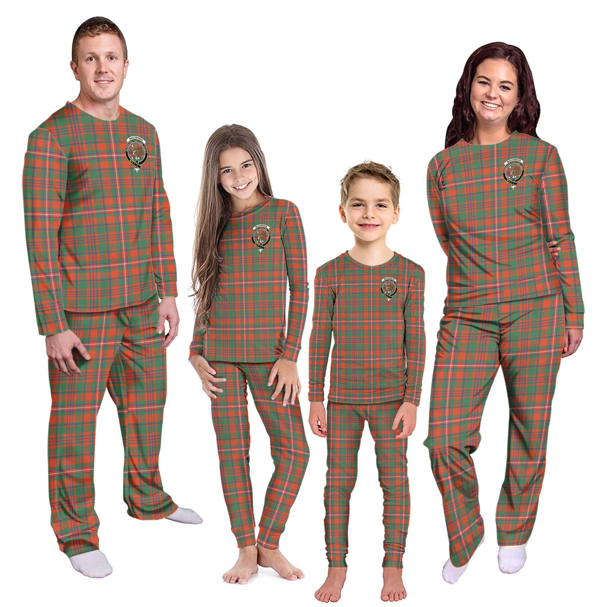 MacKinnon Ancient Tartan Pajamas Family Set with Family Crest - Tartanvibesclothing