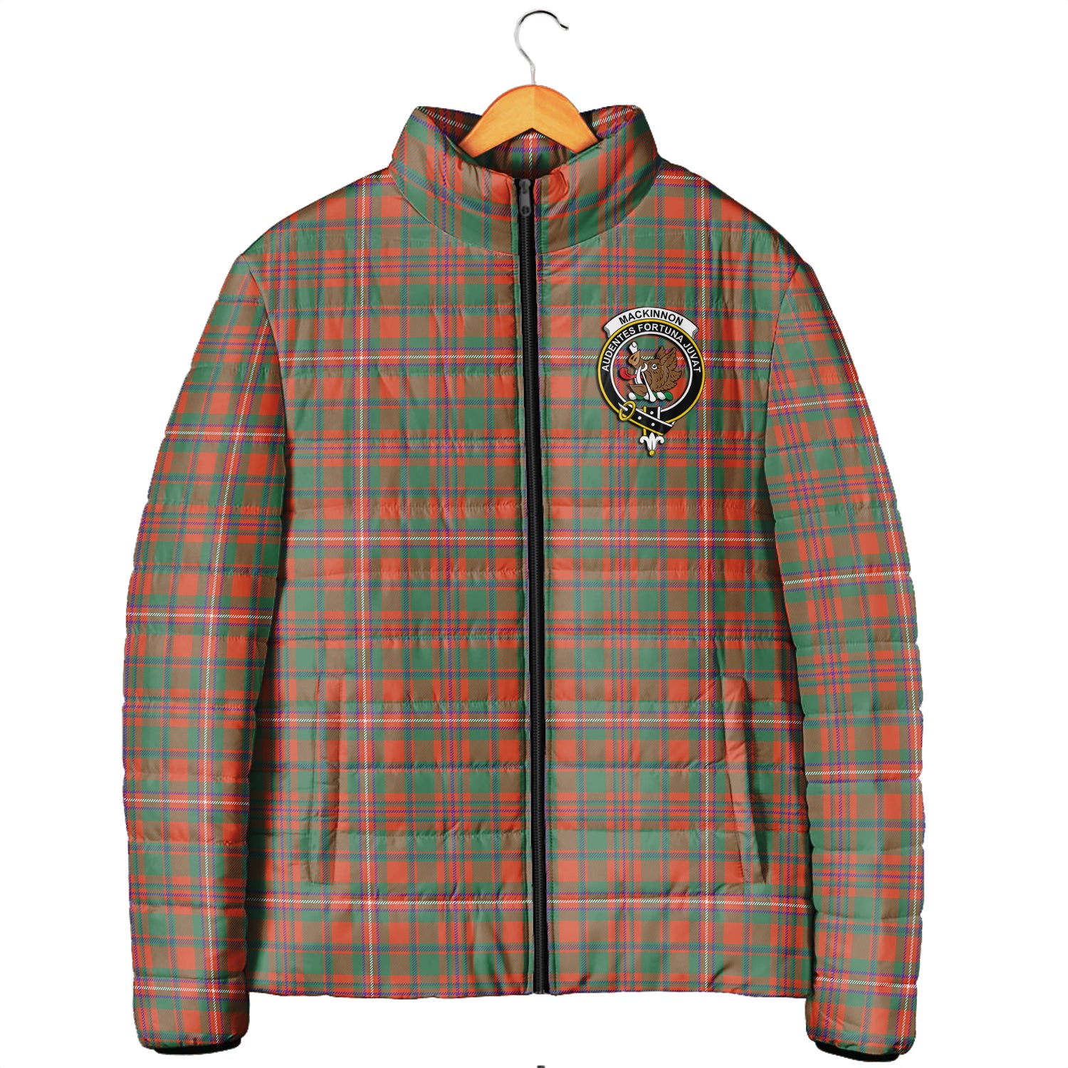 MacKinnon Ancient Tartan Padded Jacket with Family Crest Men's Padded Jacket - Tartan Vibes Clothing