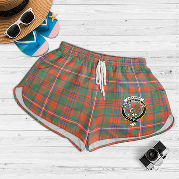 MacKinnon Ancient Tartan Womens Shorts with Family Crest