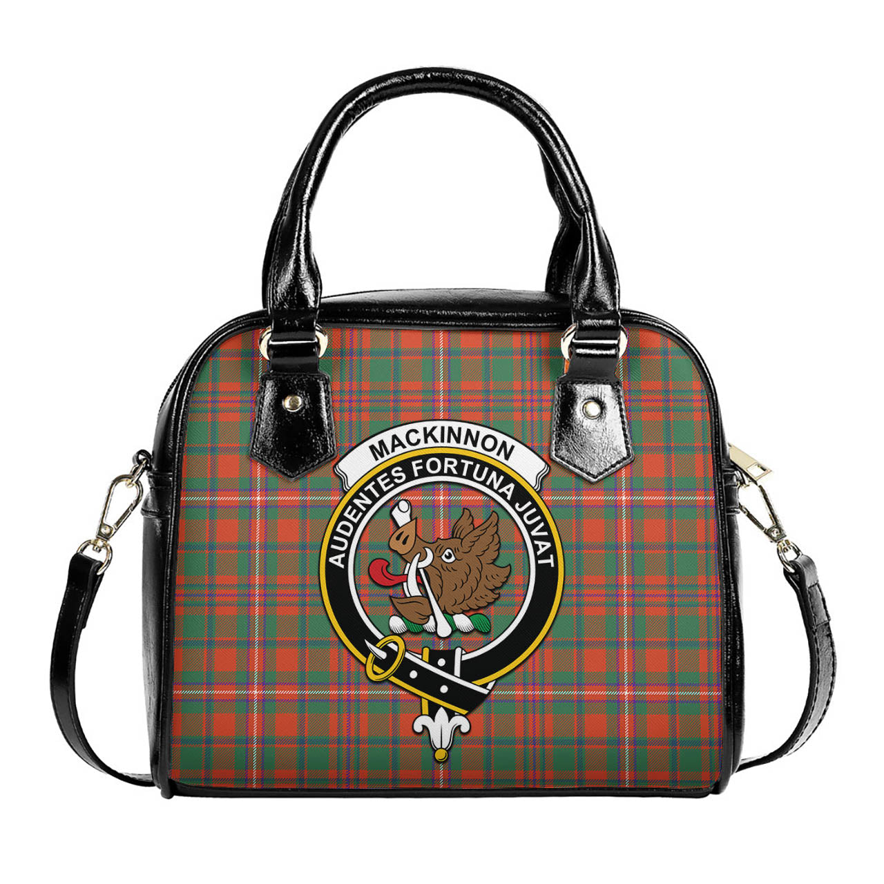 MacKinnon Ancient Tartan Shoulder Handbags with Family Crest One Size 6*25*22 cm - Tartanvibesclothing