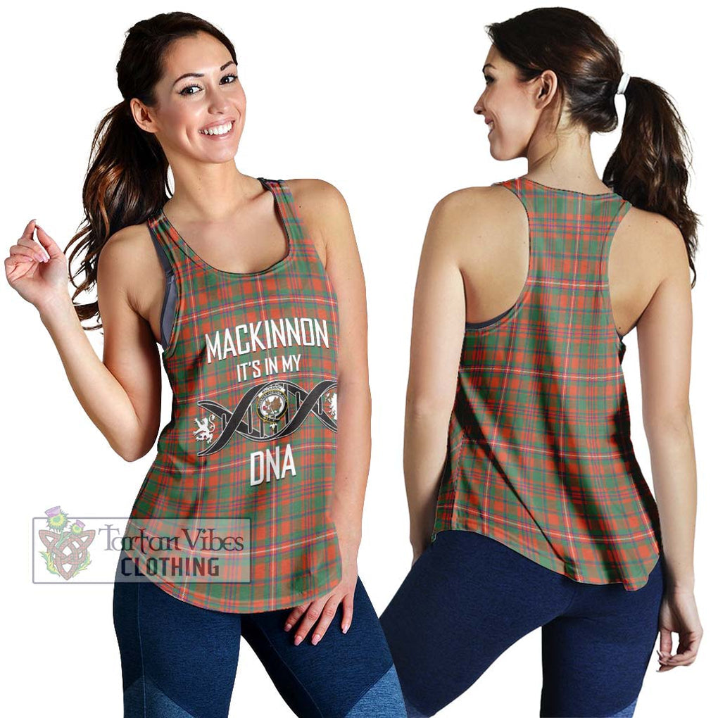 MacKinnon Ancient Tartan Women's Racerback Tanks with Family Crest DNA In Me Style 4XL - Tartanvibesclothing Shop