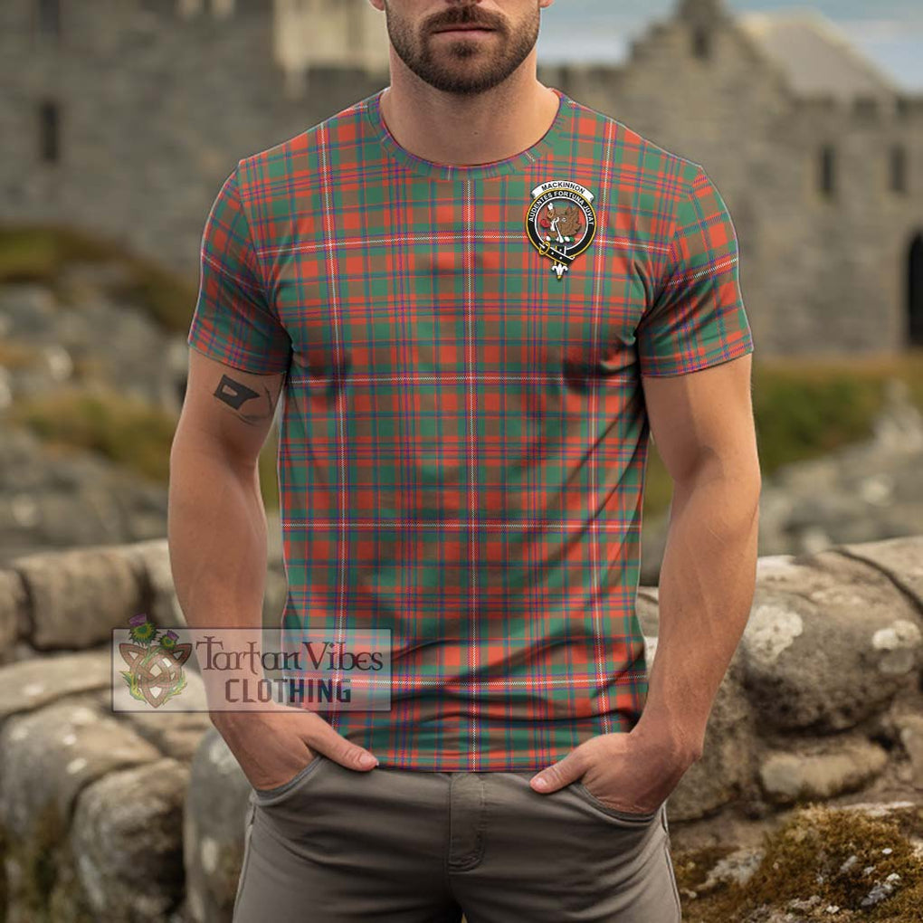 MacKinnon Ancient Tartan Cotton T-Shirt with Family Crest Men's Shirt - Tartanvibesclothing Shop