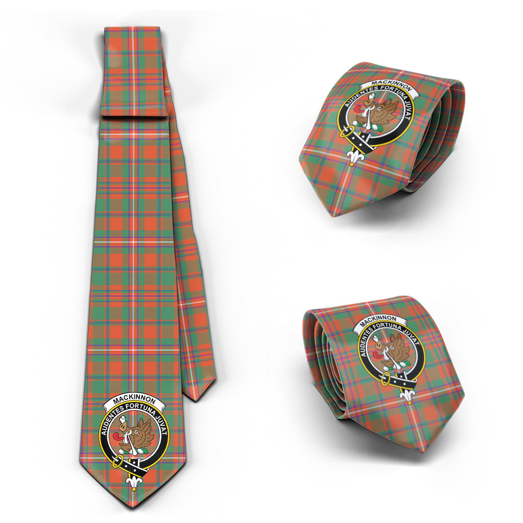 MacKinnon Ancient Tartan Classic Necktie with Family Crest Necktie One Size - Tartan Vibes Clothing