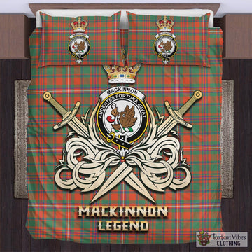 MacKinnon Ancient Tartan Bedding Set with Clan Crest and the Golden Sword of Courageous Legacy