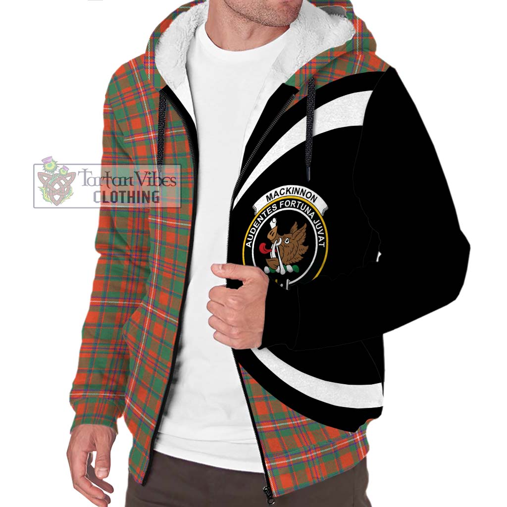 MacKinnon Ancient Tartan Sherpa Hoodie with Family Crest Circle Style Unisex S - Tartan Vibes Clothing