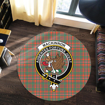 MacKinnon Ancient Tartan Round Rug with Family Crest