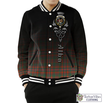 MacKinnon Ancient Tartan Baseball Jacket Featuring Alba Gu Brath Family Crest Celtic Inspired