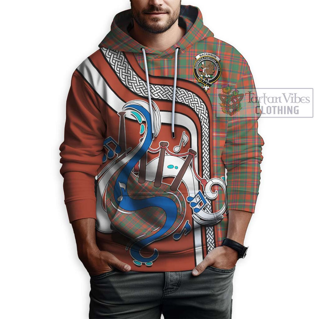 MacKinnon Ancient Tartan Hoodie with Epic Bagpipe Style Zip Hoodie - Tartanvibesclothing Shop