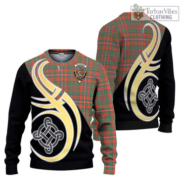 MacKinnon Ancient Tartan Ugly Sweater with Family Crest and Celtic Symbol Style