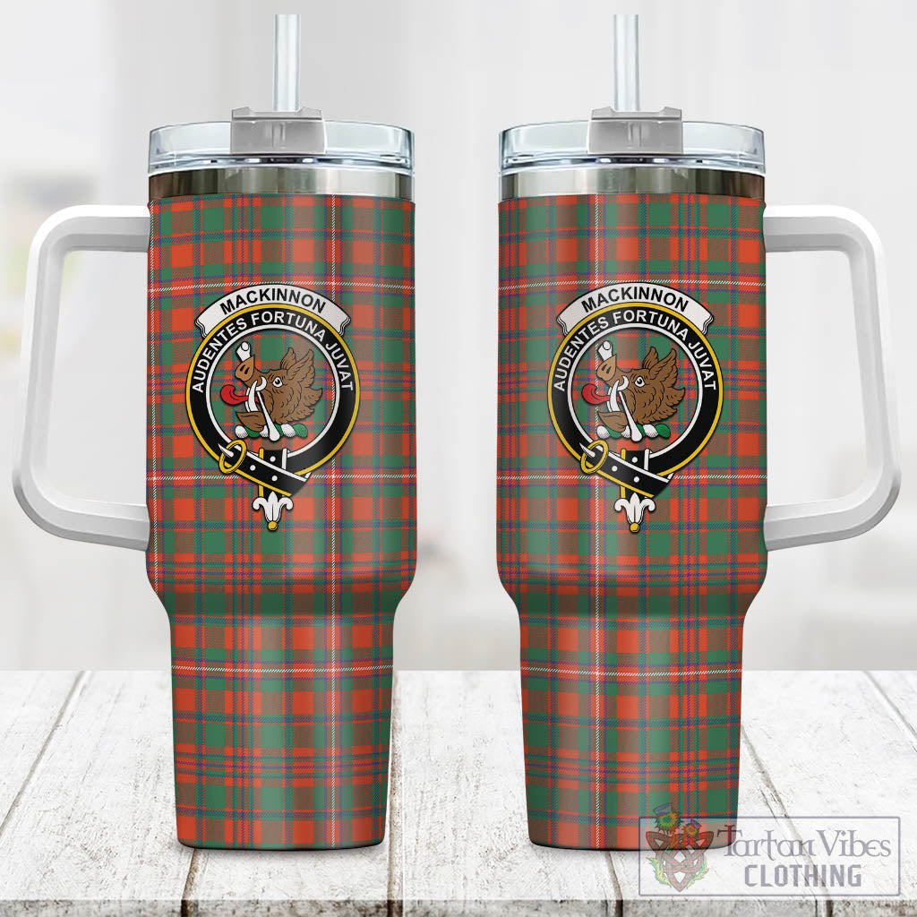 Tartan Vibes Clothing MacKinnon Ancient Tartan and Family Crest Tumbler with Handle