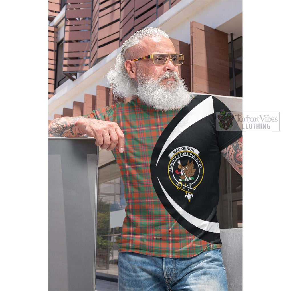 Tartan Vibes Clothing MacKinnon Ancient Tartan Cotton T-shirt with Family Crest Circle Style