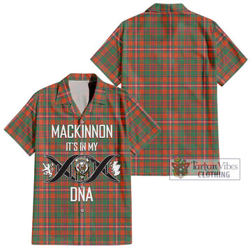 MacKinnon Ancient Tartan Short Sleeve Button Shirt with Family Crest DNA In Me Style