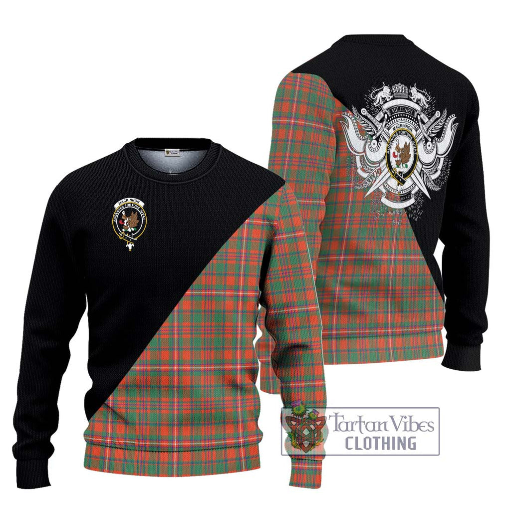 MacKinnon Ancient Tartan Knitted Sweater with Family Crest and Military Logo Style Unisex - Tartanvibesclothing Shop