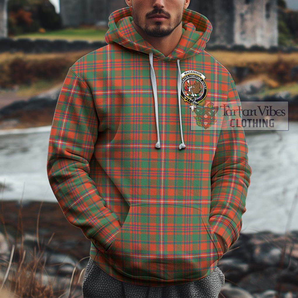 MacKinnon Ancient Tartan Cotton Hoodie with Family Crest Pullover Hoodie XS - Tartan Vibes Clothing