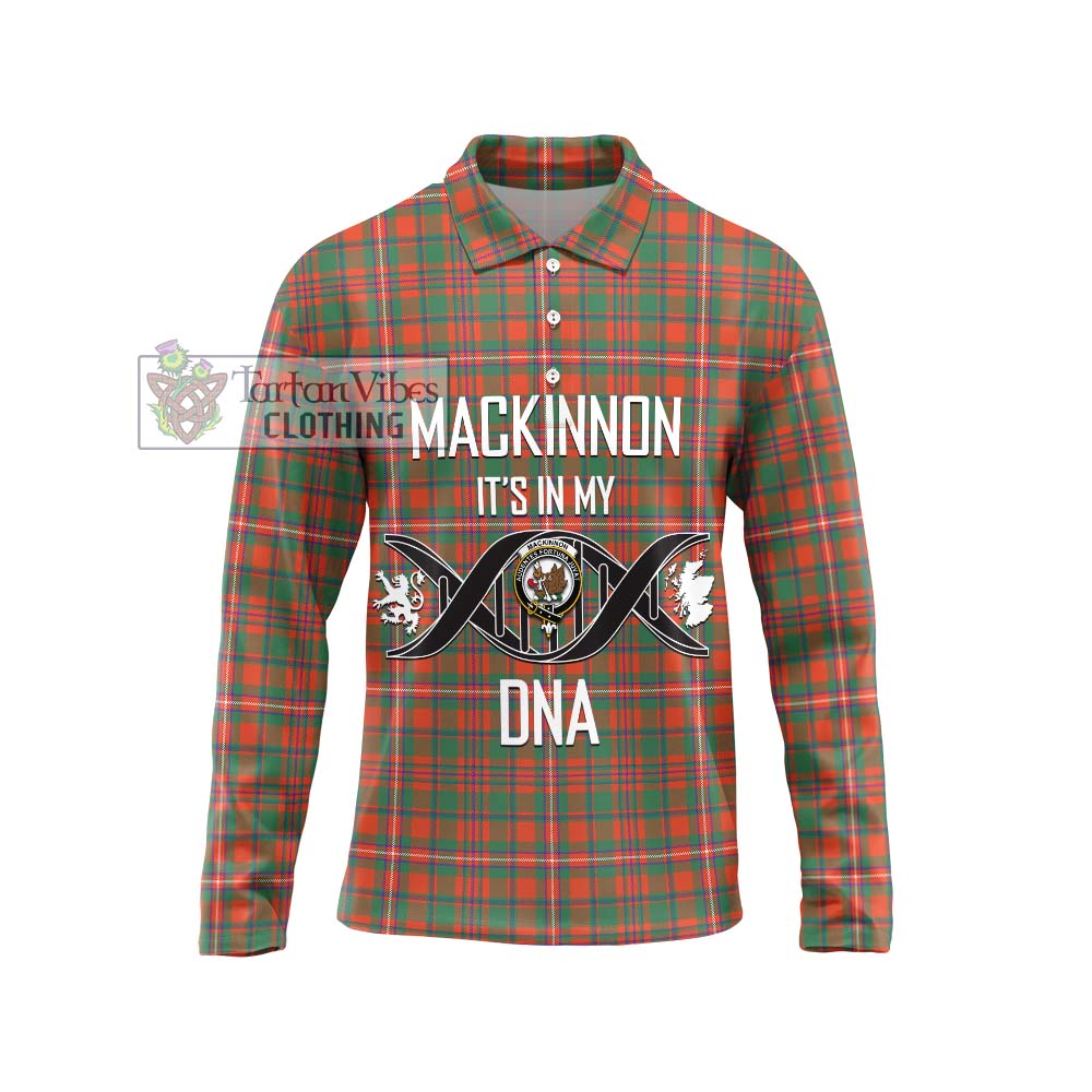 MacKinnon Ancient Tartan Long Sleeve Polo Shirt with Family Crest DNA In Me Style Unisex - Tartanvibesclothing Shop