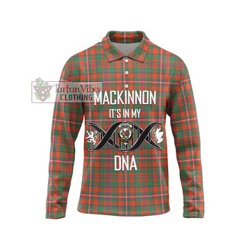 MacKinnon Ancient Tartan Long Sleeve Polo Shirt with Family Crest DNA In Me Style