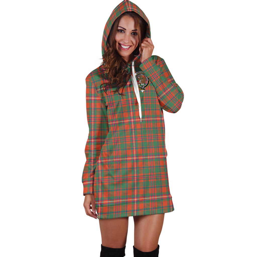 MacKinnon Ancient Tartan Hoodie Dress with Family Crest - Tartan Vibes Clothing