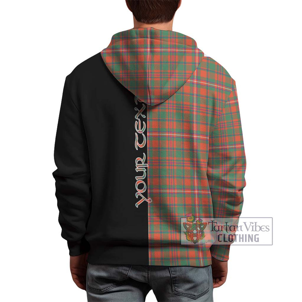 MacKinnon Ancient Tartan Hoodie with Family Crest and Half Of Me Style - Tartanvibesclothing Shop