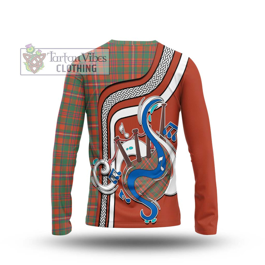 Tartan Vibes Clothing MacKinnon Ancient Tartan Long Sleeve T-Shirt with Epic Bagpipe Style