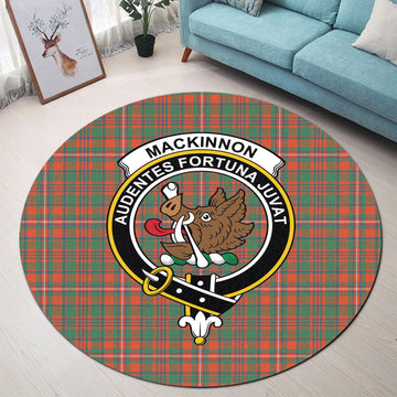 MacKinnon Ancient Tartan Round Rug with Family Crest